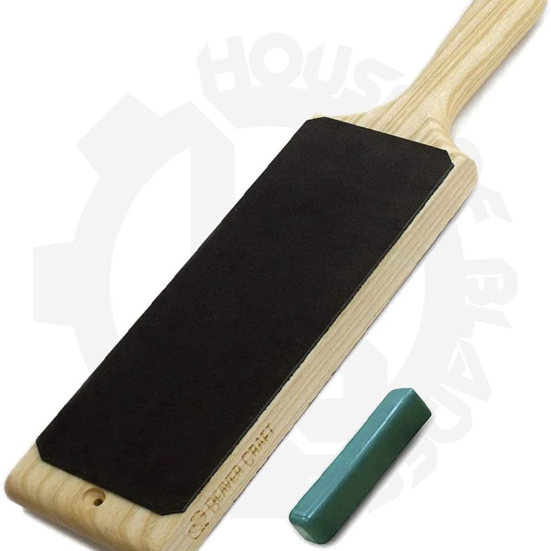 BeaverCraft Dual-Sided Leather Paddle Strop with P01 Polishing Compound LS1P1