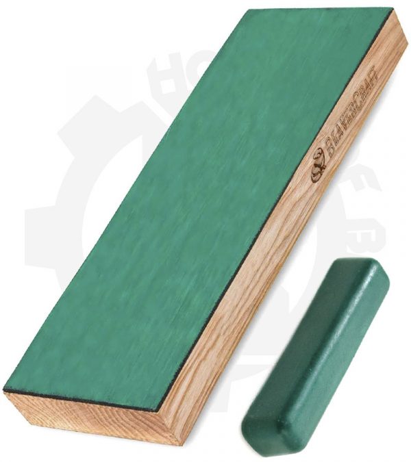 BeaverCraft One-Side Leather Paddle Strop with Polishing Compound On and Extra P01 LS4P1