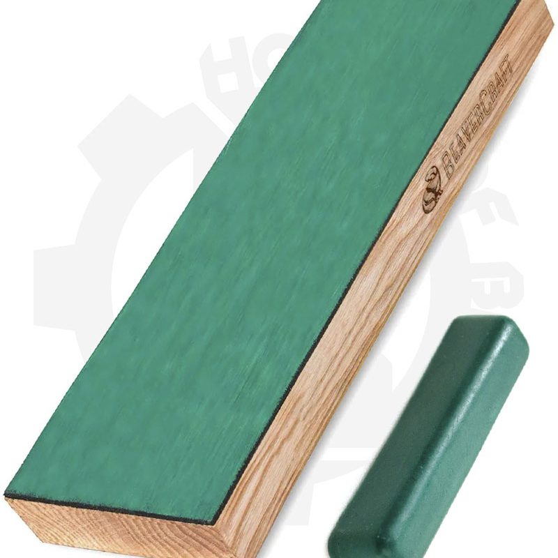 BeaverCraft One-Side Leather Paddle Strop with Polishing Compound On and Extra P01 LS4P1