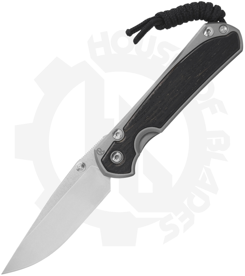 Chris Reeve Knives Small Sebenza 31  S31-1100-002 - Glass Blasted Titanium, Bog Oak Inlay, Silver Hardware