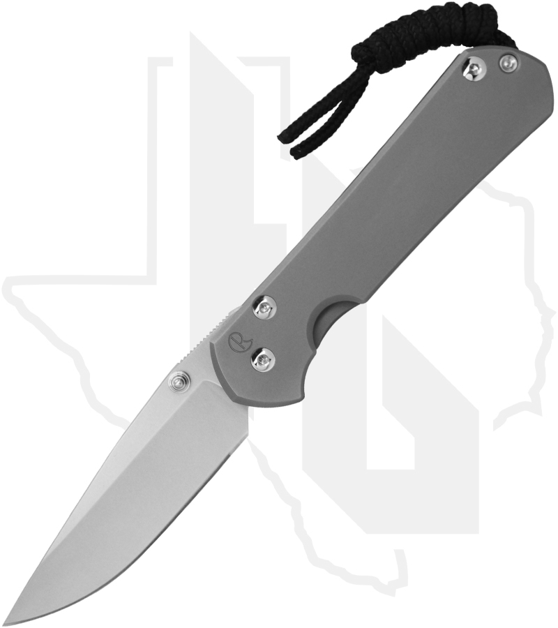 Chris Reeve Knives Small Sebenza 31 S31-1644-004 - Glass Blasted Titanium, Stonewashed Drop Point, Silver Hardware