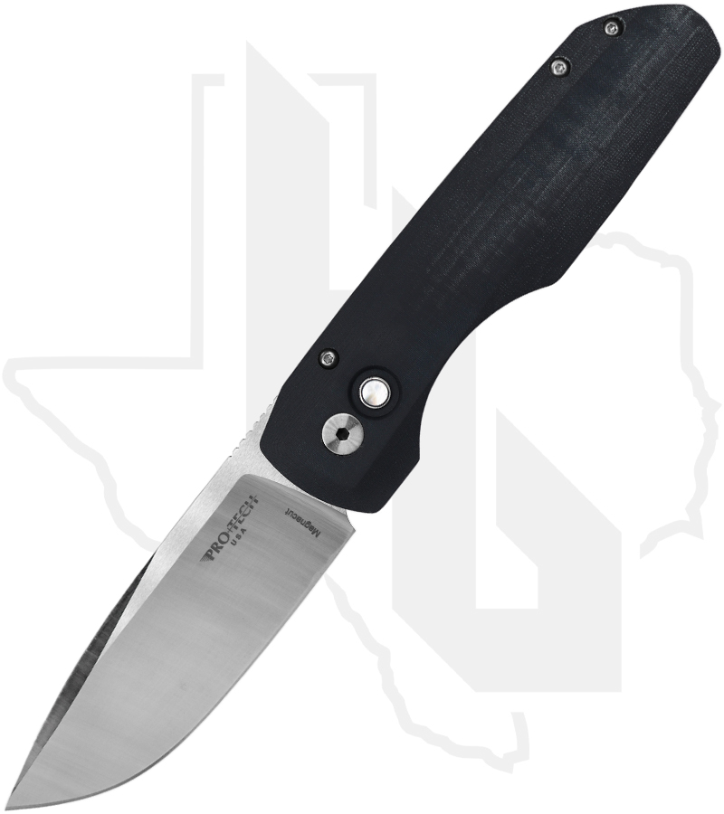 Protech Vero Synapse VERO1210-LTD-BLUE-LINMIC - Black, Blue Linen Micarta, Satin, White Pearl Button