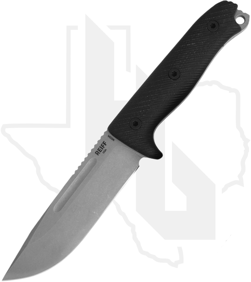 REIFF Knives Vicon VN119BLGBLKA - Clip Point, Stonewash, Black G-10