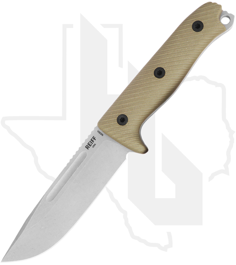 REIFF Knives Vicon VN119ODGBLKA - Clip Point, Stonewash, OD Green G-10