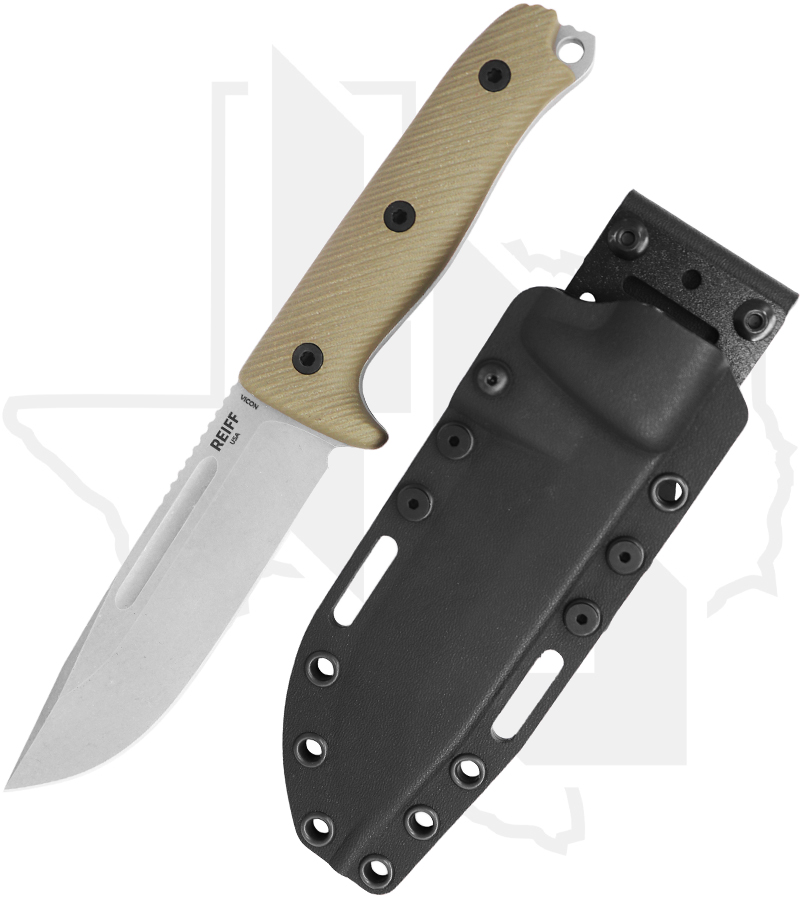 REIFF Knives Vicon VN119ODGBLKA - Clip Point, Stonewash, OD Green G-10 - Image 2